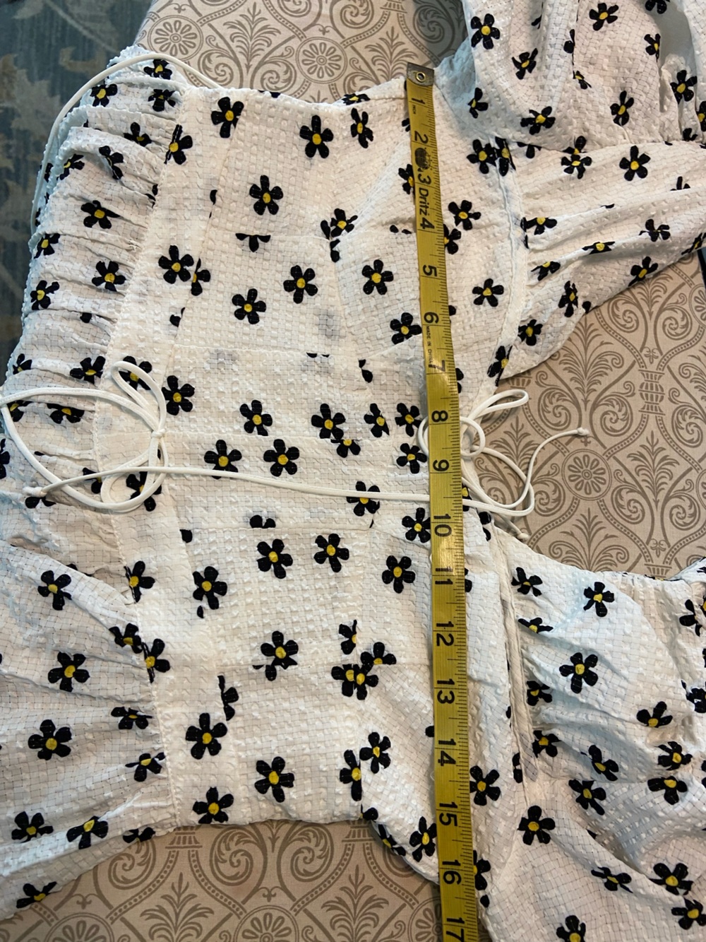 For Love & Lemons Connie White Babydoll Mini Dress Black Floral Print Small S - Picture 4 of 14